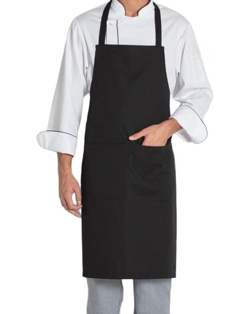 Delantal de cocina para hombre y mujer, con bolsillos, elegante delantal  negro