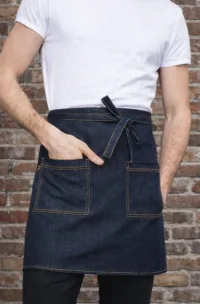 mandil de mezclilla con 2 bolsillos para meseros y cocina