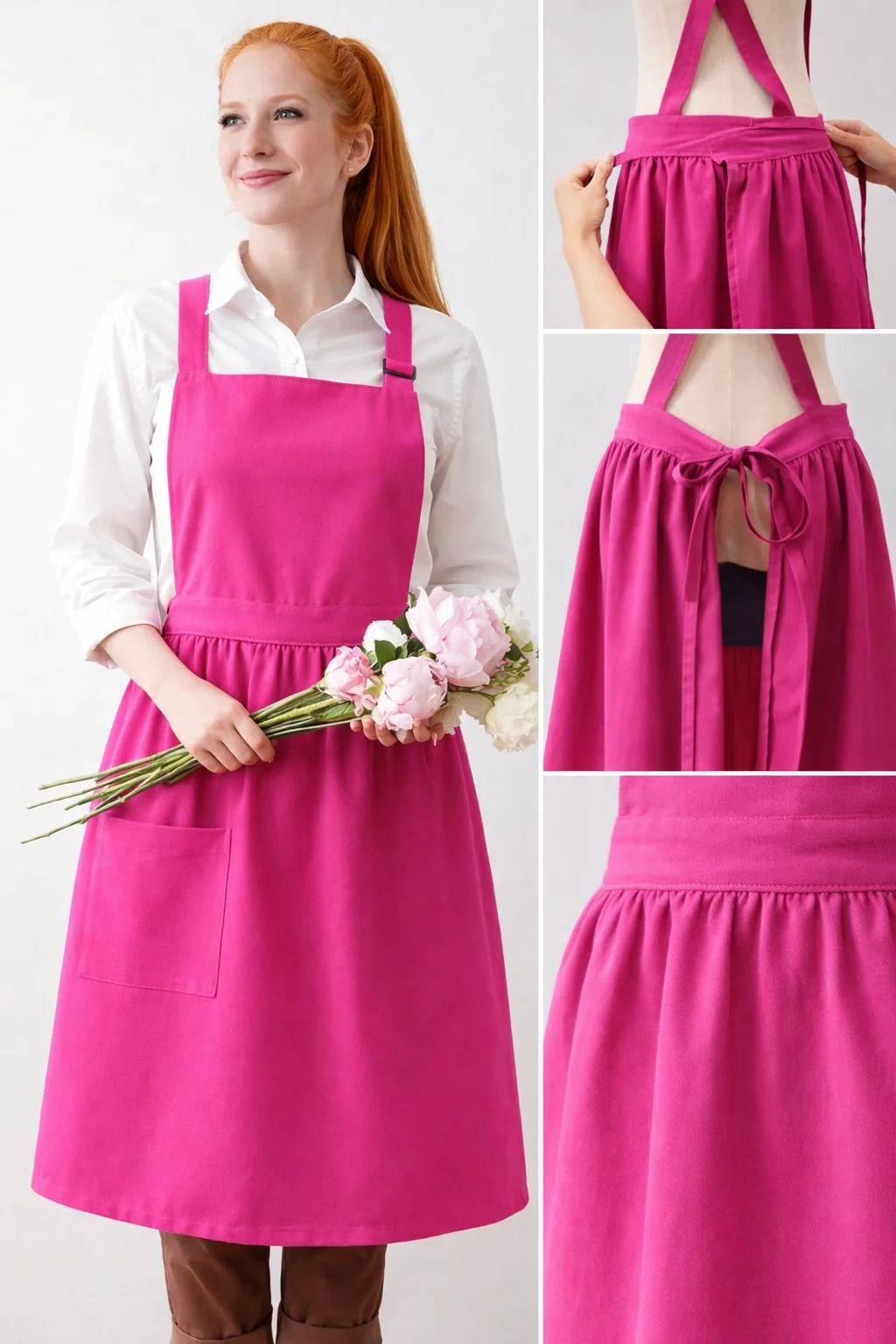 delantal-vestido-mujer-cafeterias Delantal vestido color fucsia ideales para restraurantes dulcerias y cafeterias
