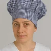 gorro de cocina original color cuadros blancos y azules