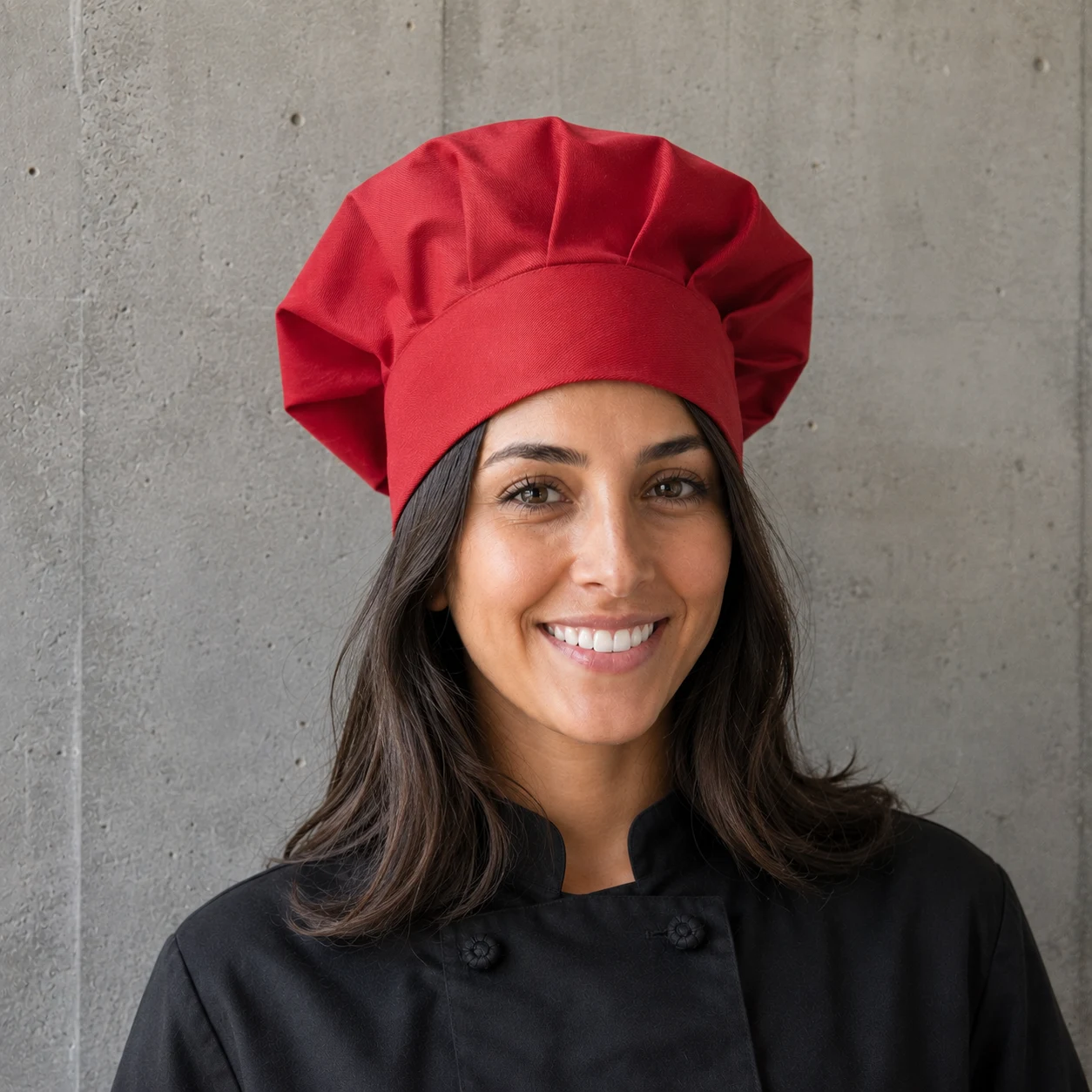 Gorro de chef rojo gabardina para mujer - Mundo del Delantal Chile