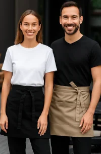 mandiles de cocina para hombre y mujer color beige y negro