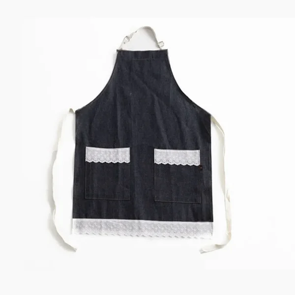 delantal de mezclilla para mujer femenino original y moderno fabricado en mezclilla y blondas