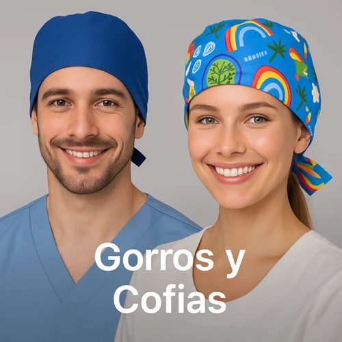 Modelos con gorros y cofias profesionales para uso clínico, hospitalario y educativo