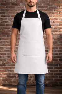 delantal simil cuero color blanco