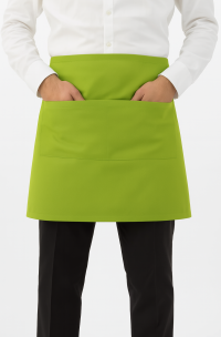 mandil de garzon color verde pistacho con bolsillos amplios de mundo del delantal