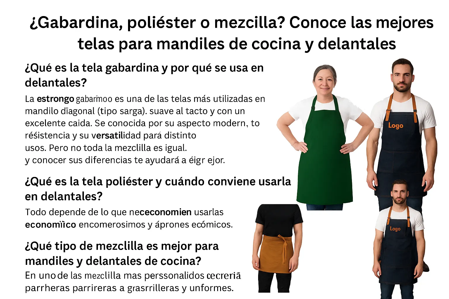 ¿Gabardina, poliéster o mezclilla? Conoce las mejores telas para mandiles de cocina y delantales”