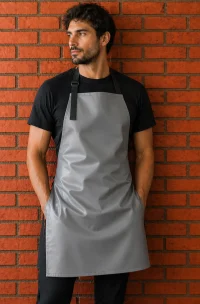 delantal simil cuero pu color gris para cocina uniformes parrilla facil de limpiar im´permeable