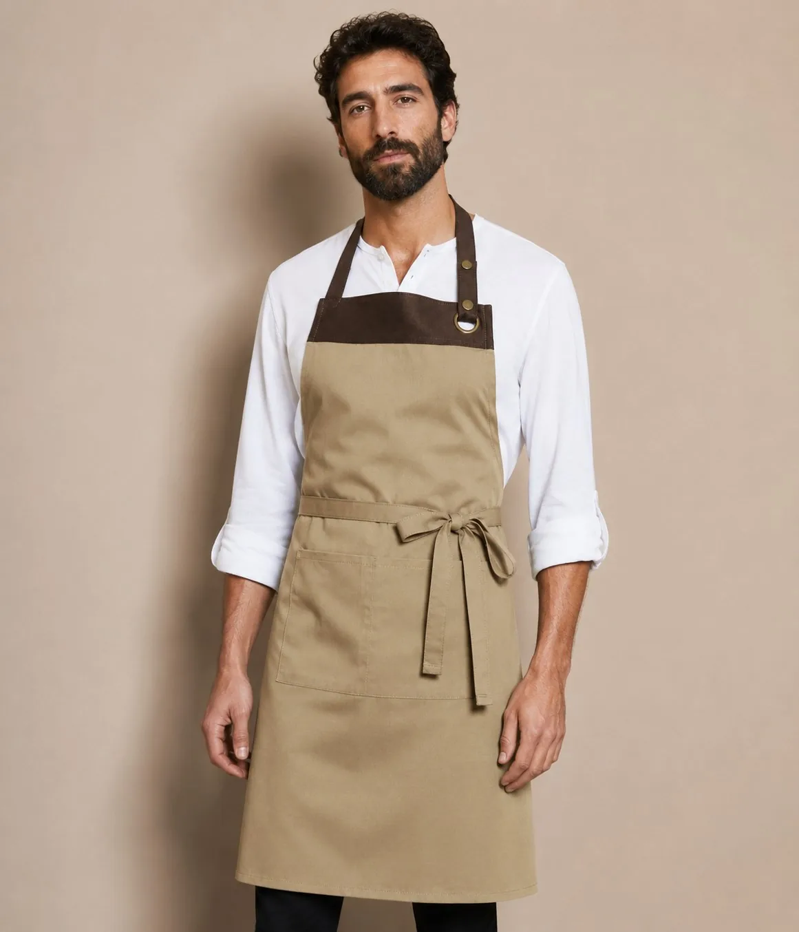 Delantal mesero barista beige café restaurante