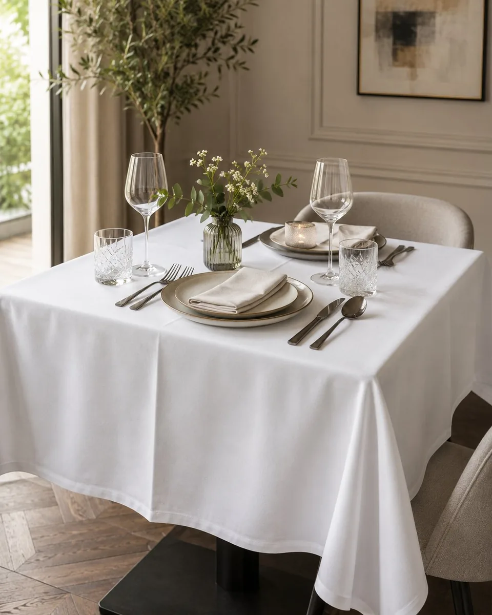 Mantelería blanca restaurantes eventos