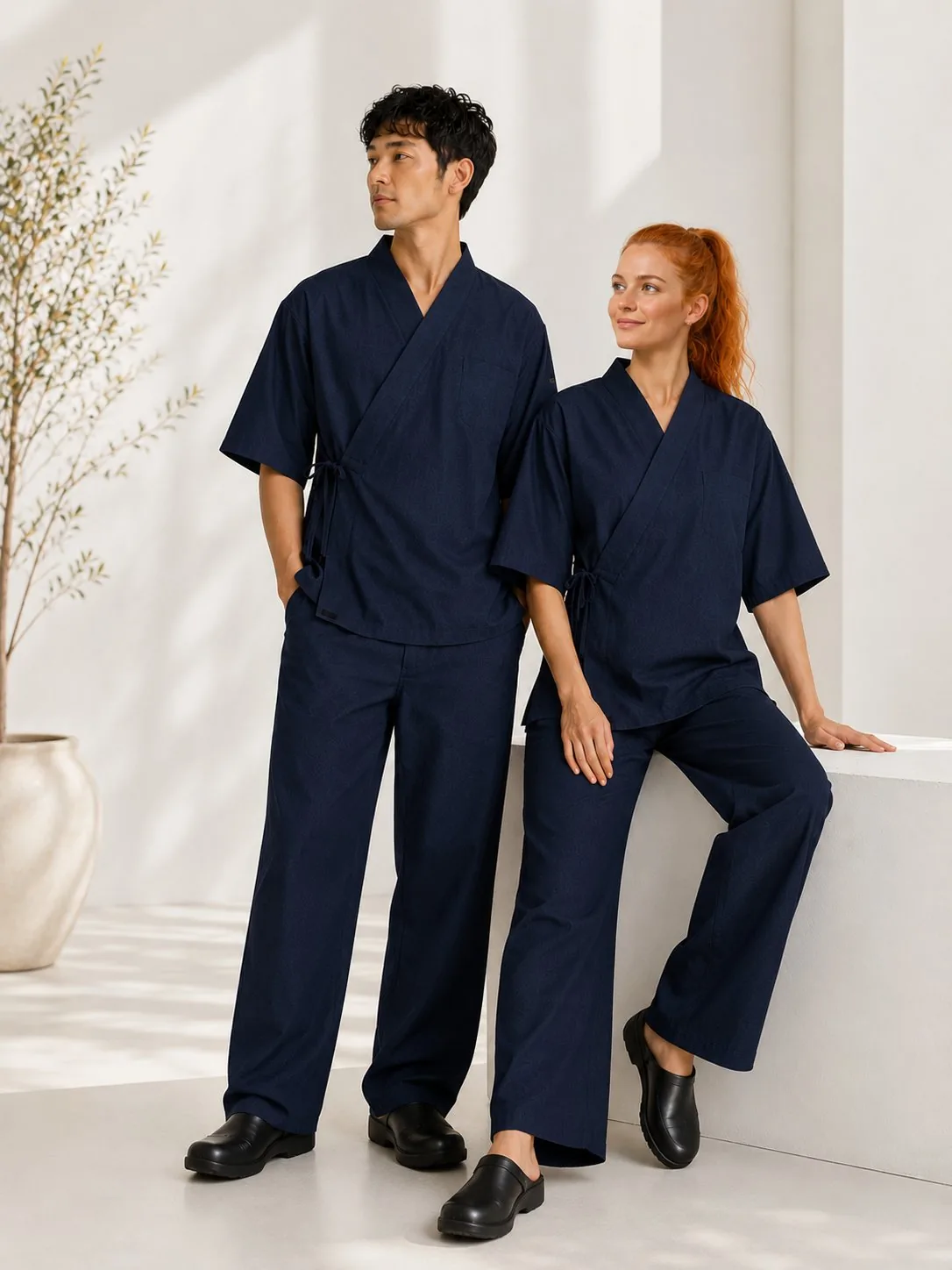 Uniformes clínicos azul marino personal salud