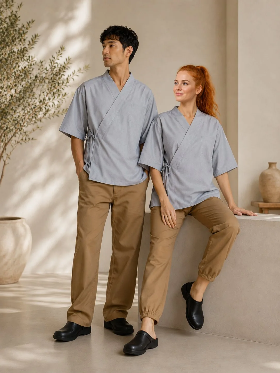 Uniformes gris spa estética