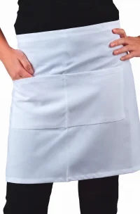 Mandil de cocina blanco con bolsillo frontal