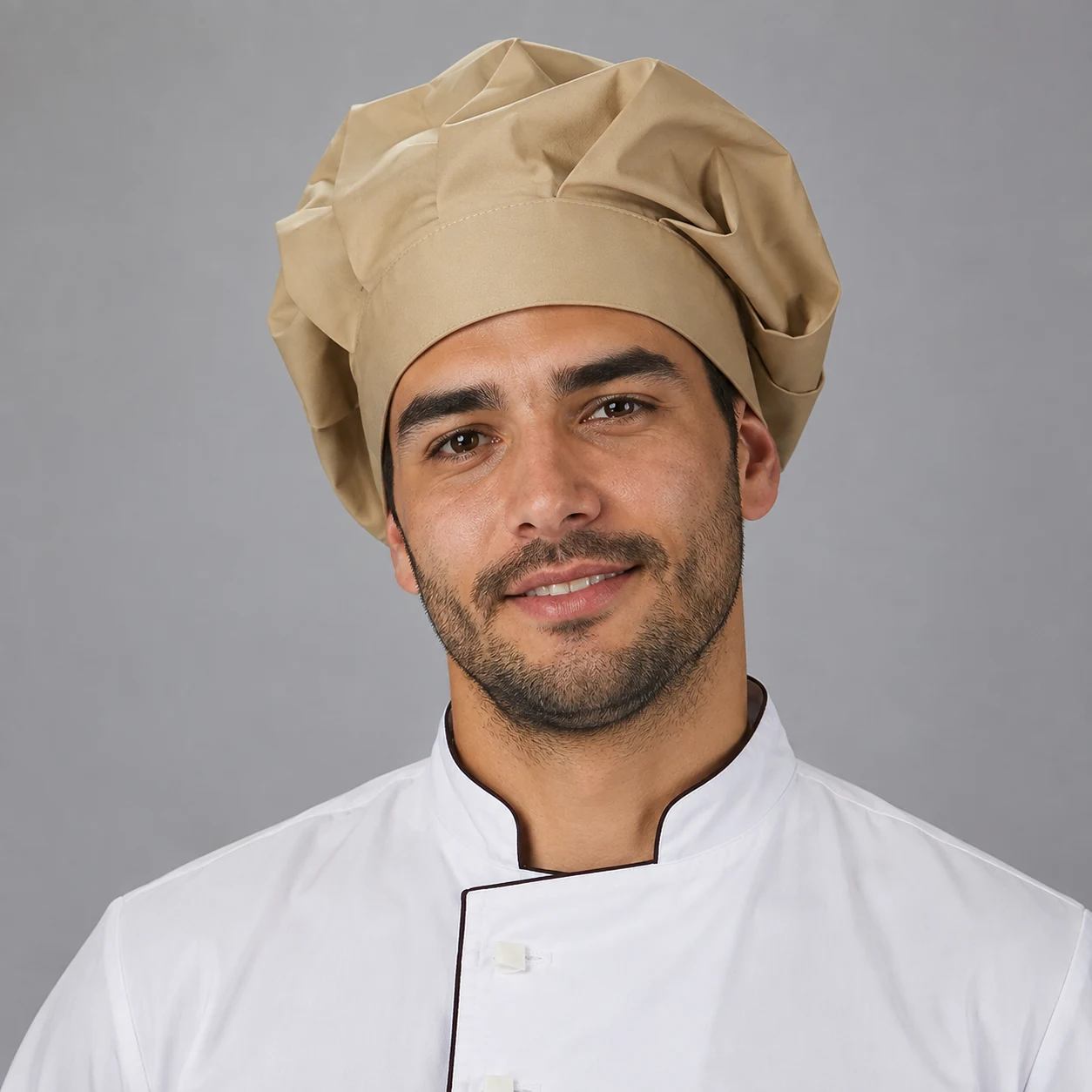Gorro champiñon beige hombre para cocina y restaurantes mundo del delantal